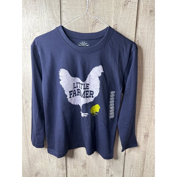 Little Farmer Kids Tee Shirt Lost Creek Outfitters M Navy Blue Chickens Graphic - Picture 2 of 4